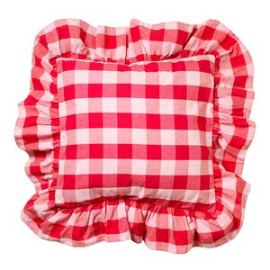 Midnatt Paola putetrekk med volang 50x50 cm rød/rosa