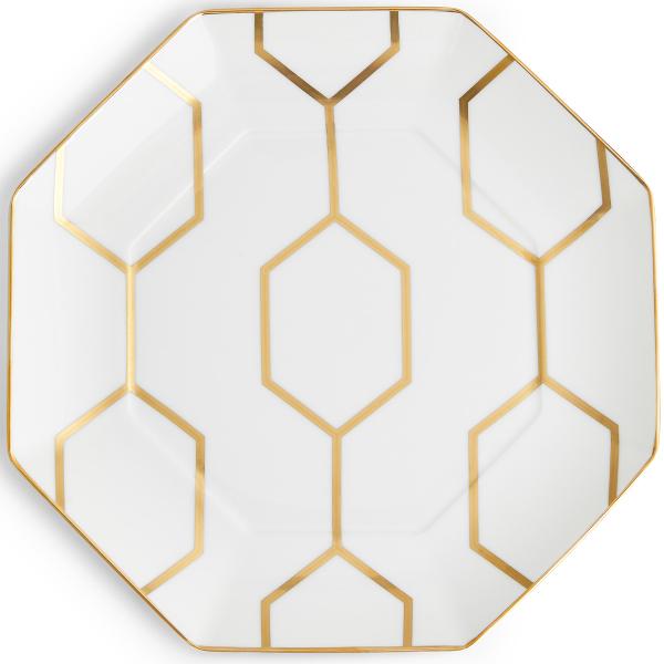 Wedgwood Gio Gold tallerken åttekantet 23 cm hvit