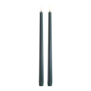 Uyuni Lighting Taper Candles slim LED-kronelys 2,3x32 cm 2 stk mørk grønn