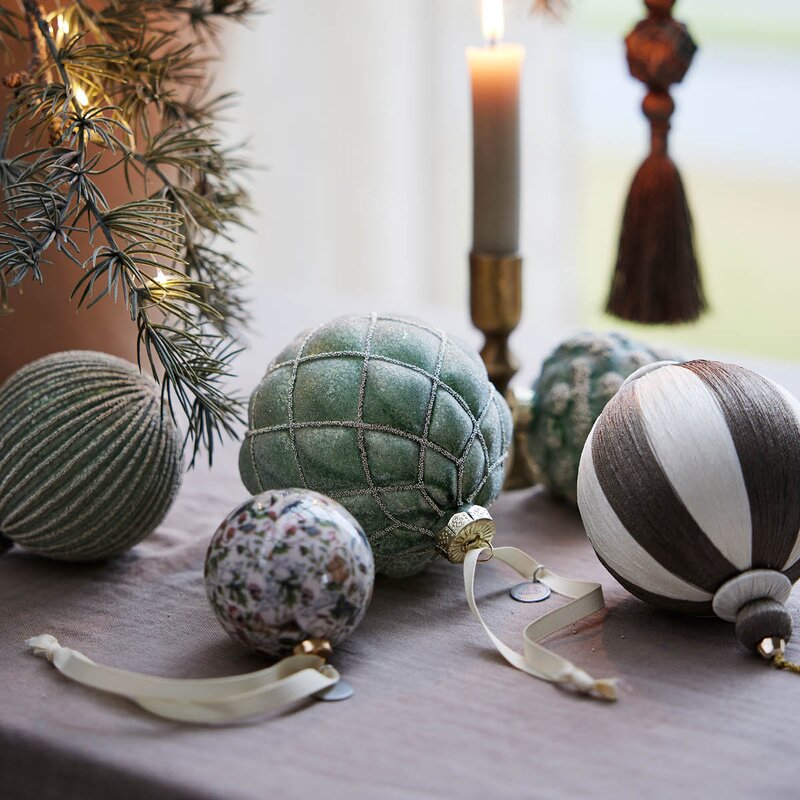 Lene Bjerre Norille juledekorasjon 10 cm grønn rutete