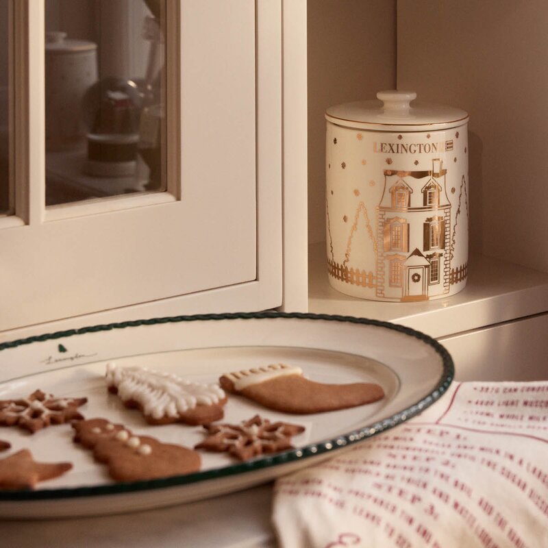 Lexington Serveringsfat 42 cm hvit/grønn