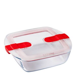 Pyrex Cook & Heat oppbevaringsboks 1L rød/klar