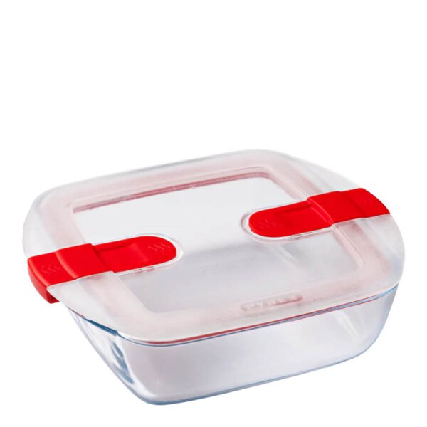 Pyrex Cook & Heat oppbevaringsboks 1L rød/klar