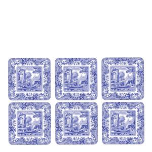 Spode Blue Italian glassunderlag 6 stk blå/hvit
