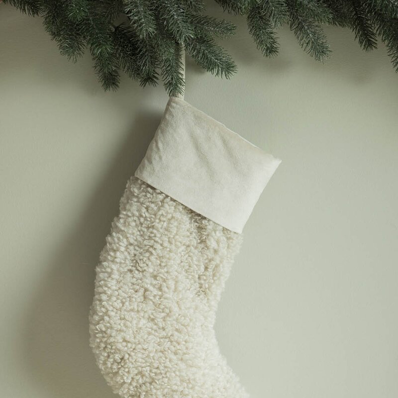 Pictureit Julesokk teddy 35 cm kremhvit