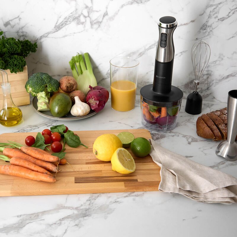 CHAMPION Multikit stavmikser med tilbehør STM600 1000W rustfritt stål/svart