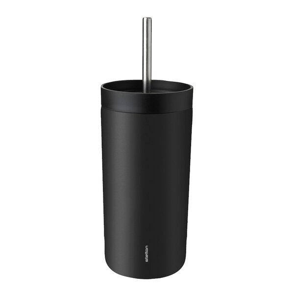 Stelton To Go Sip termokopp med sugerør 40 cl soft svart