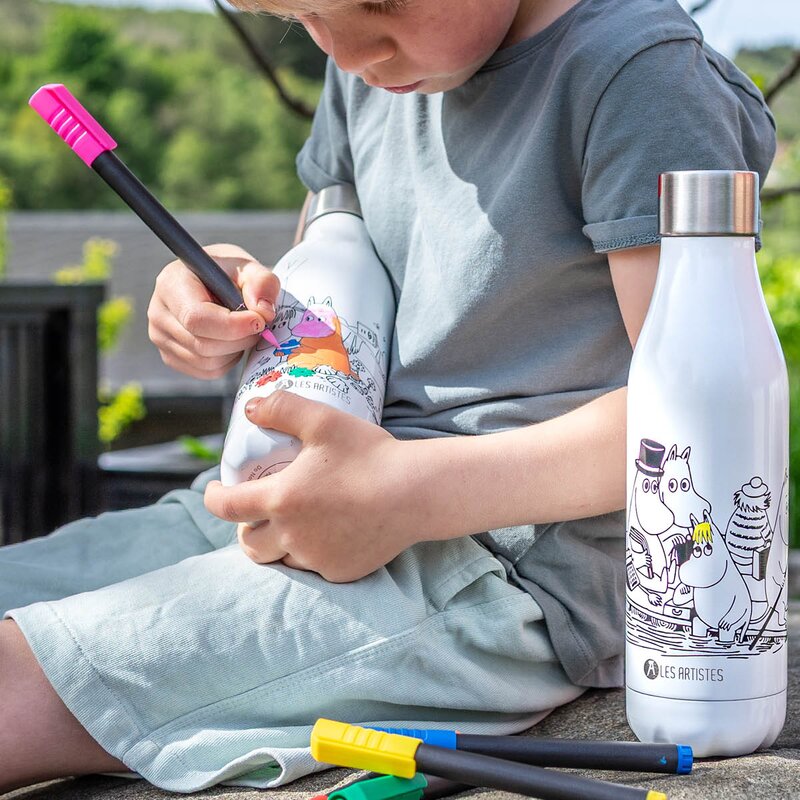 Les Artistes Bottle Up Mummi termoflaske 0,5 L med tusj hvit/multi