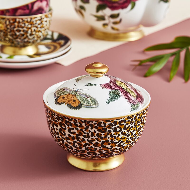 Spode Creatures of Curiosity sukkerskål med lokk 20 cl leopard