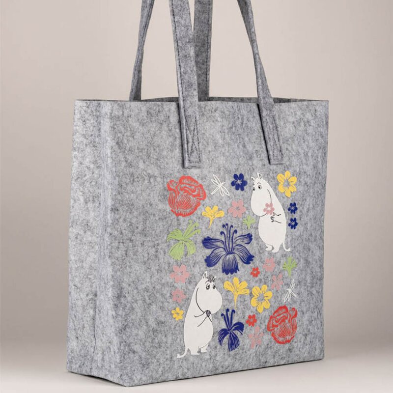 Muurla Mummi handlenett 10x40x40 cm Blomster grå