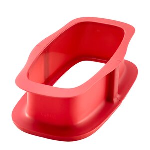 Lékué Springform rektangulær i silikon med fat 1,2 L rød/hvit