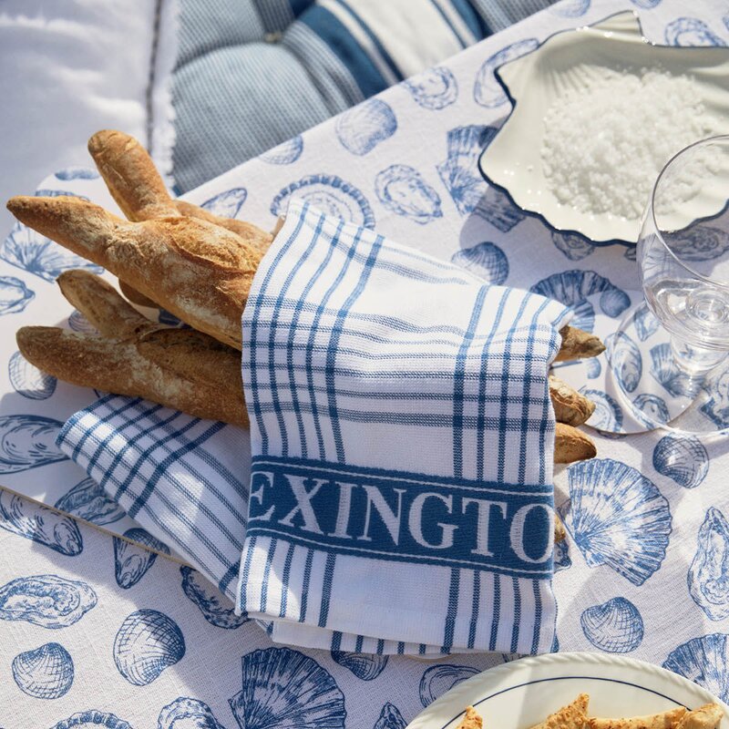 Lexington Duk 180x180 cm bomull skallprintet hvit/blå