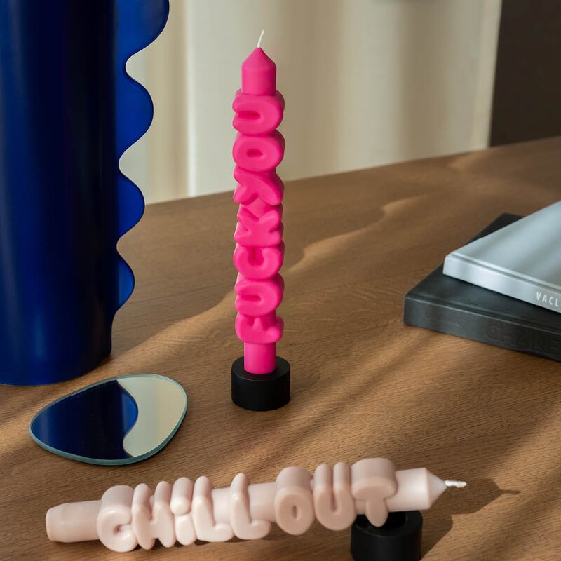 CandleHand 3D kronelys 23 cm 2 stk BOLD rosa/krem