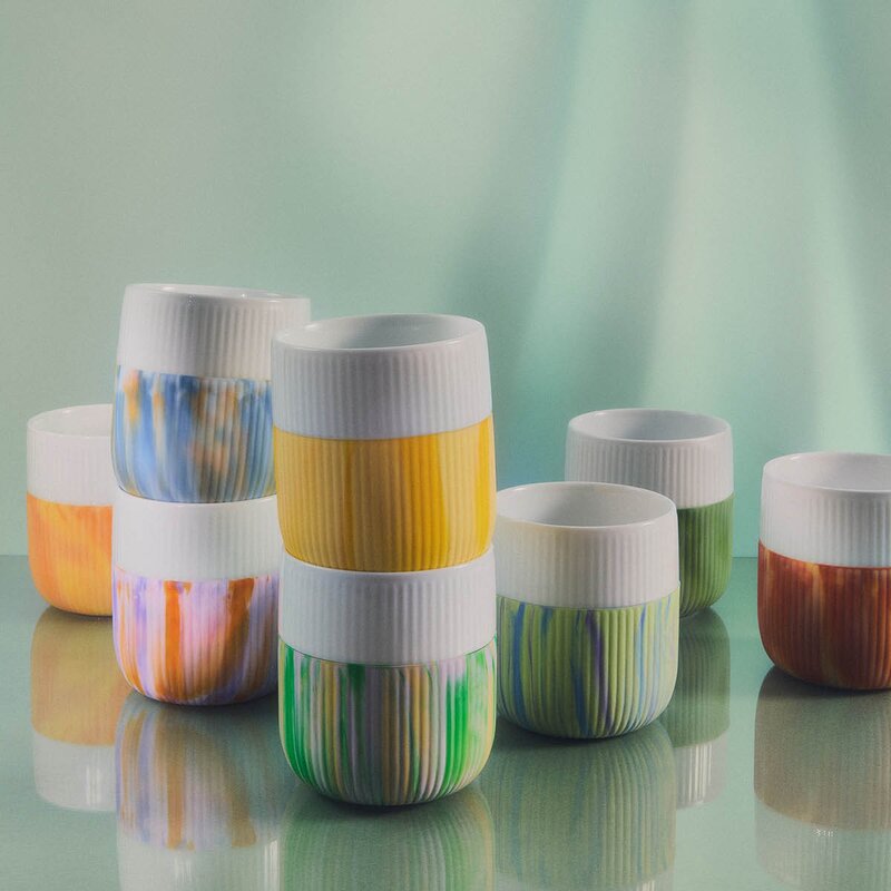 Royal Copenhagen Riflet Contrast krus 35 cl nordlys blå