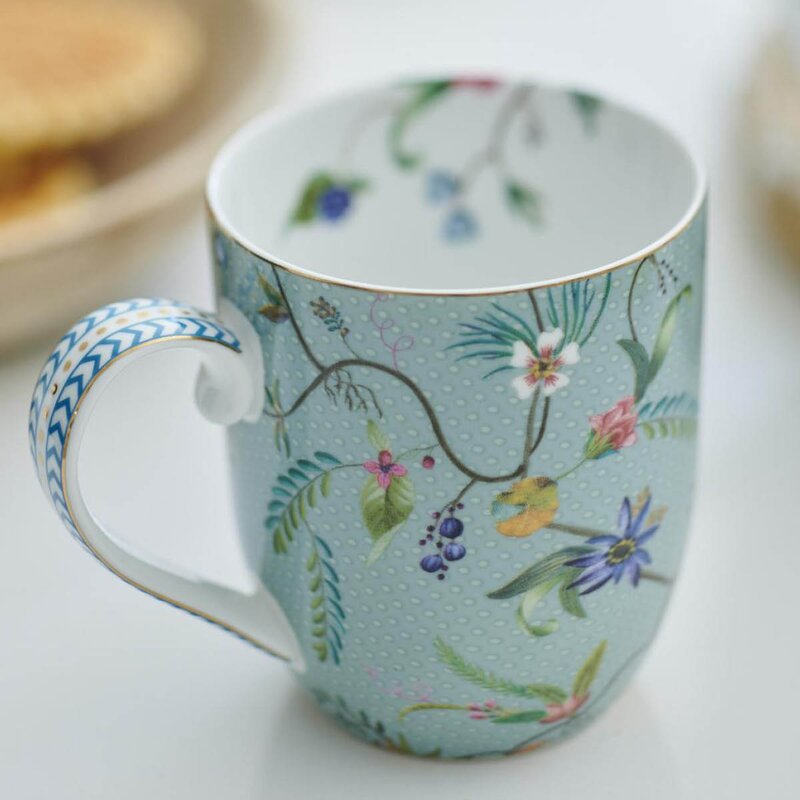 Pip Studio Jolie Flowers krus liten 20 cl lyseblå