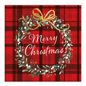 Ambiente Serviett 33x33 cm 20 stk Christmas Plaid Red
