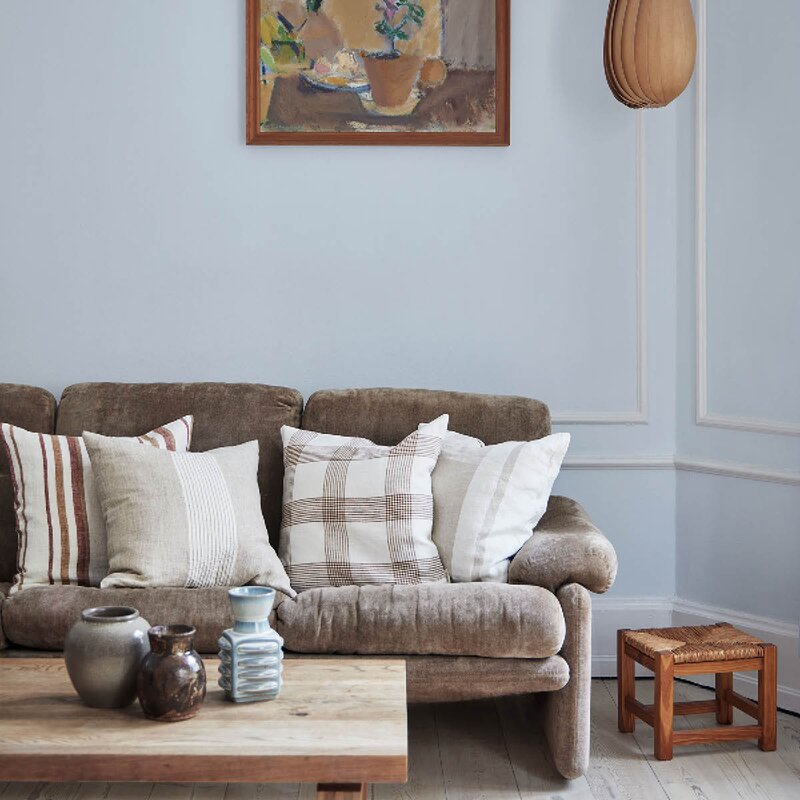 Tell Me More Jules putetrekk i lin 50x50 cm beige striper