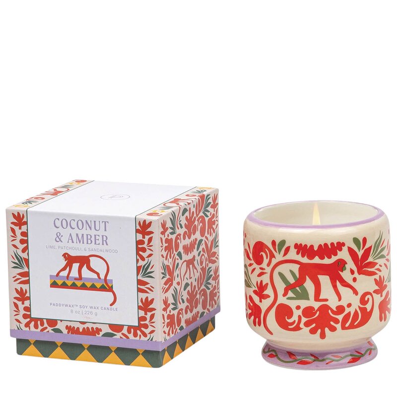 Paddywax Adopo duftlys coconut & amber Jungle rød