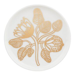 Marimekko Oiva Tiara asjett 13,5 cm hvit, gull