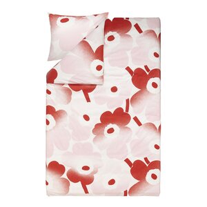 Marimekko Unikko sengesett 210x150 cm rosa/rød