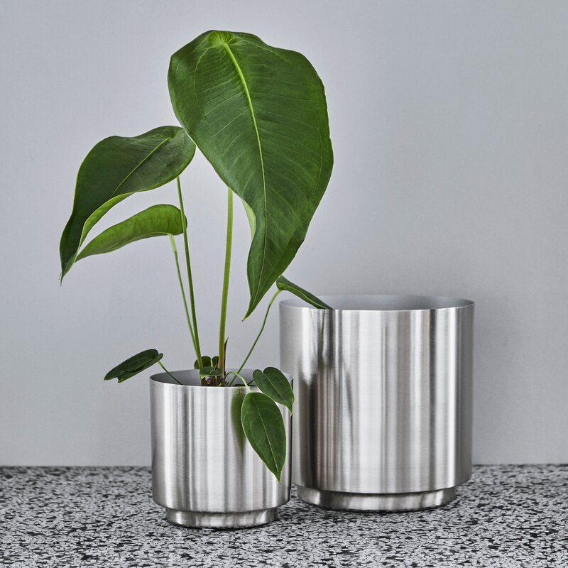 House Doctor Bailey potte 2 deler 14 cm + 20 cm sølvfinish