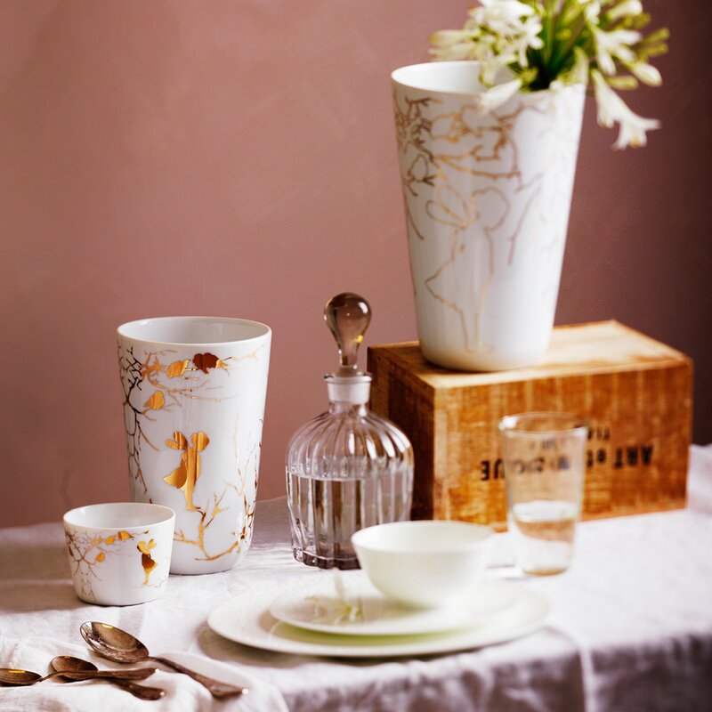 Wik & Walsøe Alv vase 26 cm gull