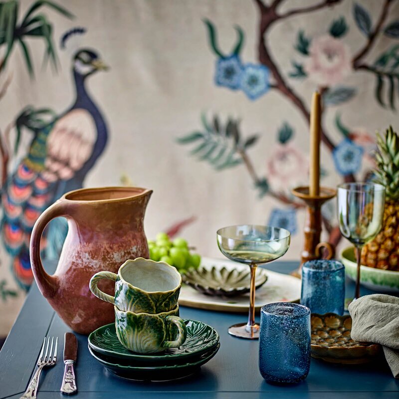 Bloomingville Peacock pledd 160x130 cm grønn/blå