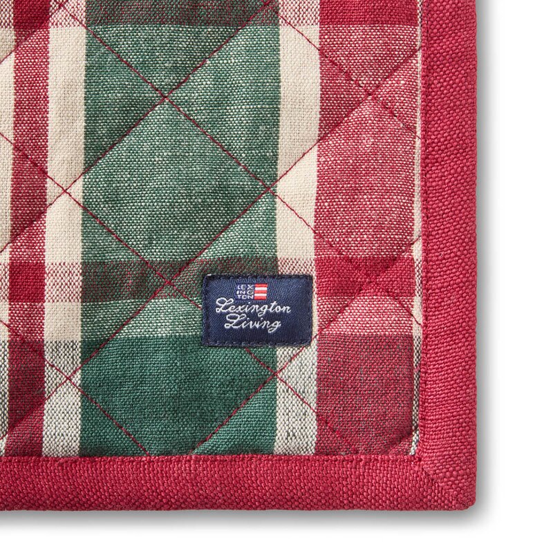 Lexington Spisebrikke vattert lin/bomull 35x45 cm rutete grønn/rød/beige