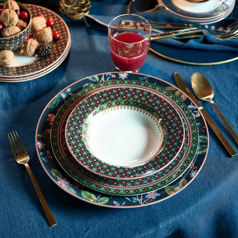 Pip Studio Berry Blues Clover tallerken 26,5 cm grønn