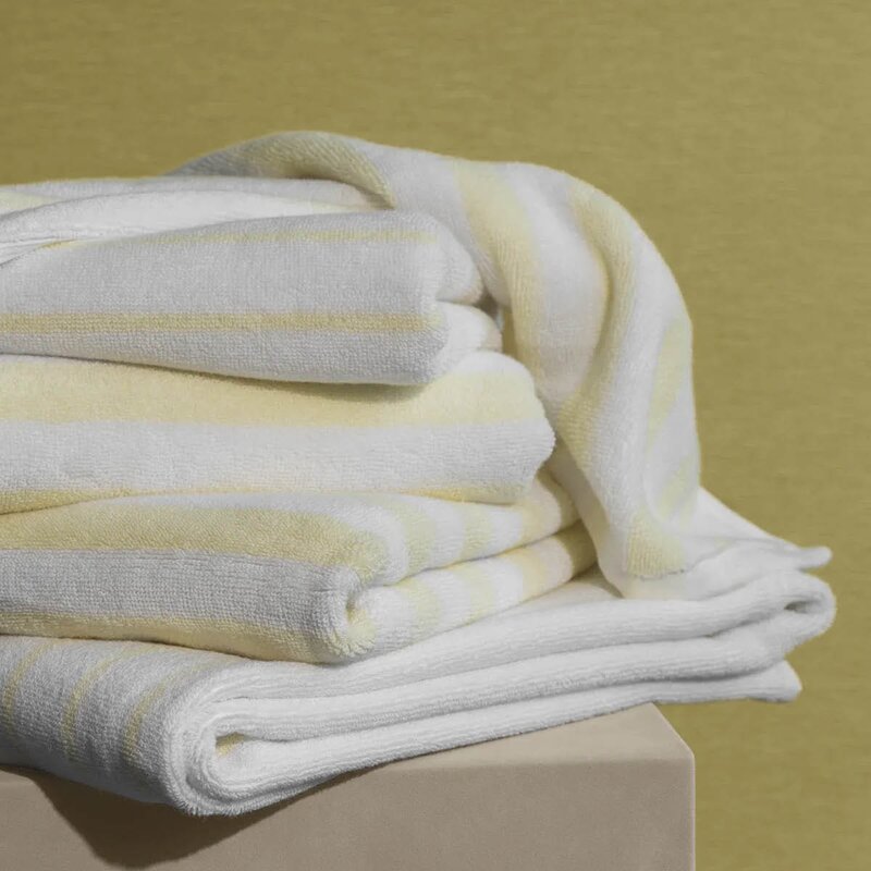 Blomus Arto håndhåndkle 100x50 cm hvit/gul brede striper