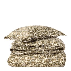 Lexington Sengesett 140x200 cm bomullssateng ornament olive/white