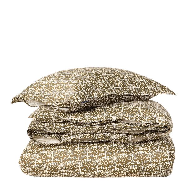 Lexington Sengesett 140x200 cm bomullssateng ornament olive/white