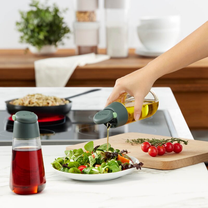 Lékué Olje- / eddikflaske 0,4 L grå/klar