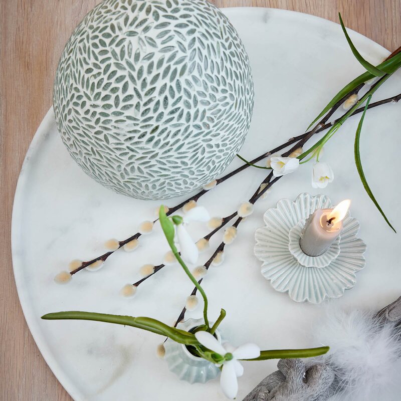 Lene Bjerre Dehmira lysestake keramikk H3,7 cm støvet grønn