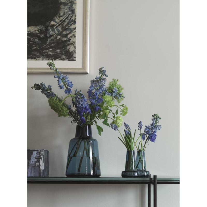 Holmegaard Flora vase kort 24 cm mørkeblå