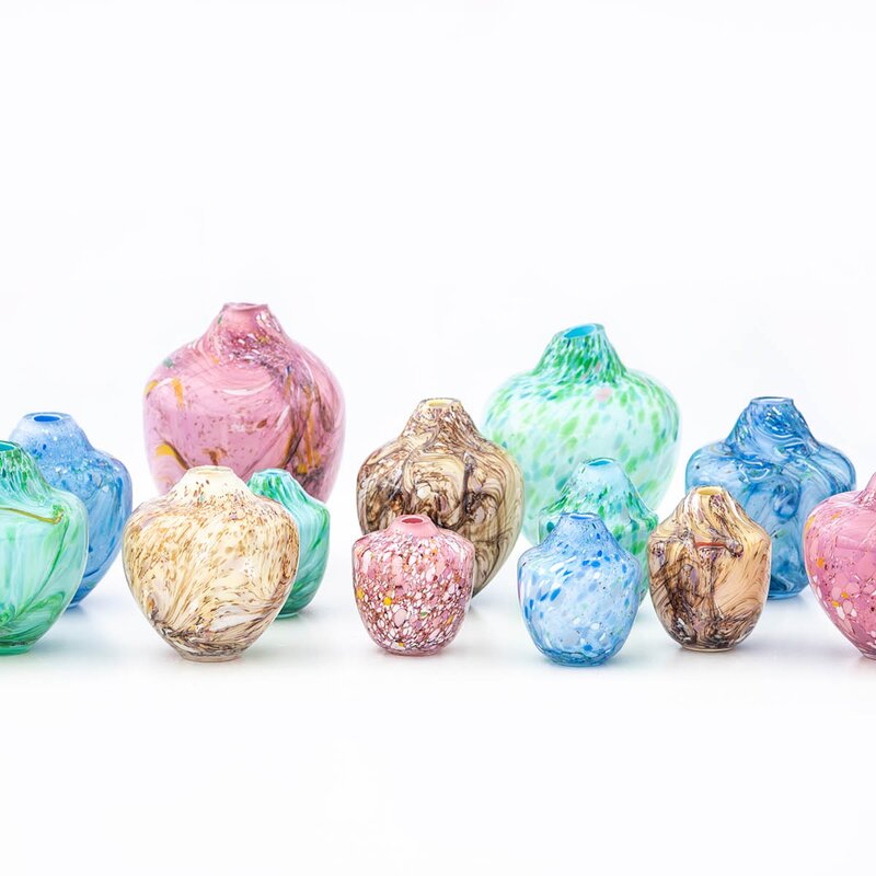 Magnor Unik skulptur kunstglass L 31 cm blå multi