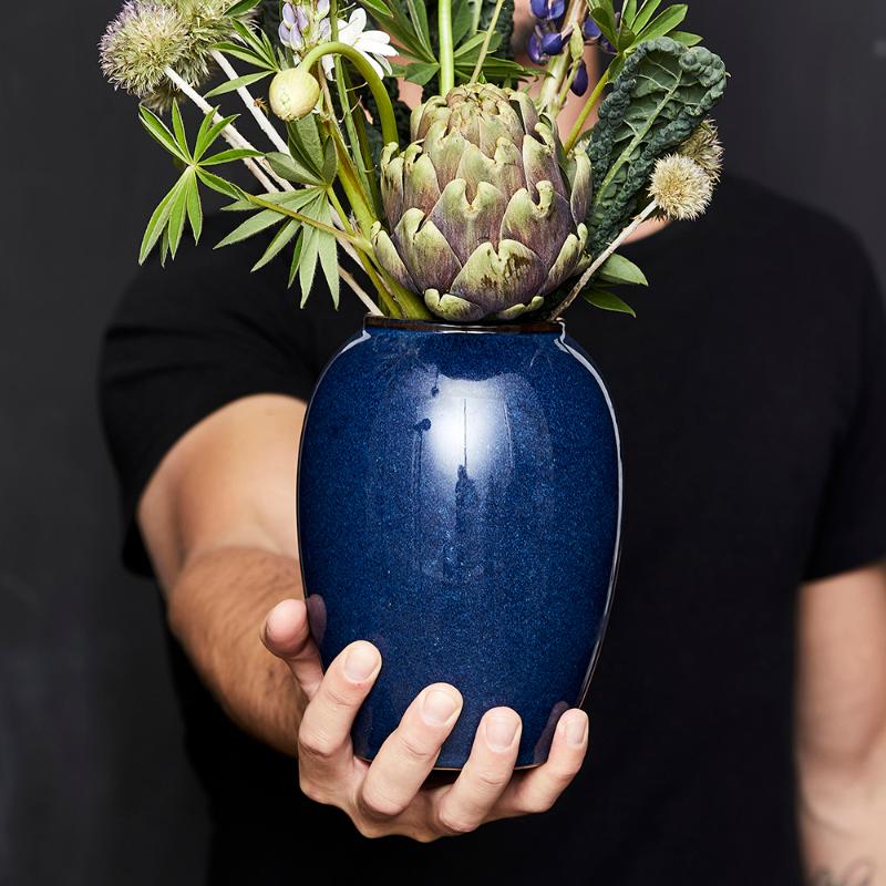 Bitz Keramikkvase 20 cm mørkeblå