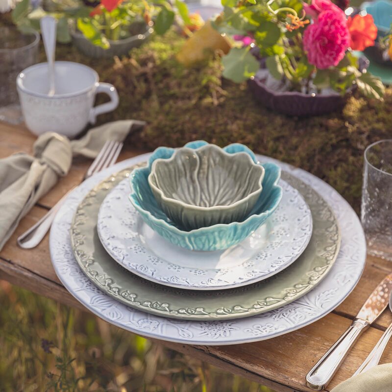 Bordallo Pinheiro Flora desserttallerken 23 cm antikkhvit