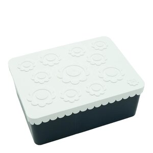 Blafre Matboks i plast treroms 7x14x19 cm Blomst hvit/marineblå