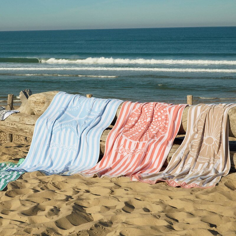 Lexington Strandhåndkle 180x100 cm velur/frotté beige/hvit/rosa