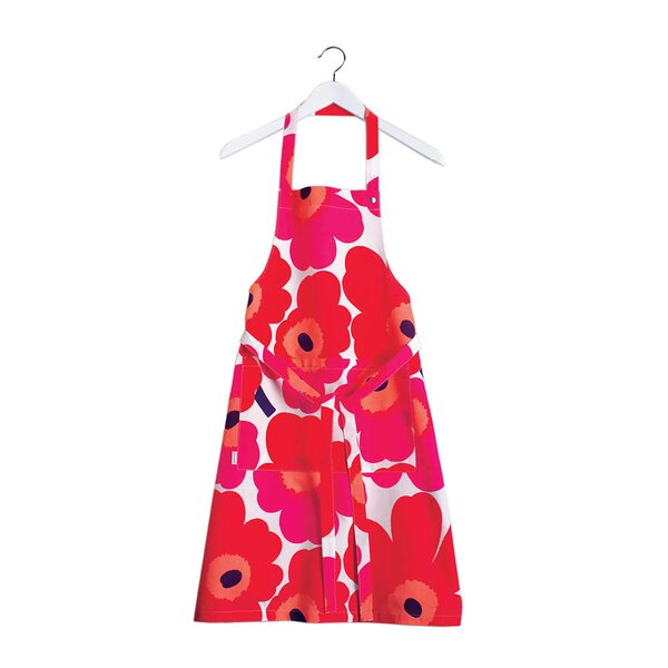 Marimekko Pieni Unikko forkle 85 cm hvit/rød