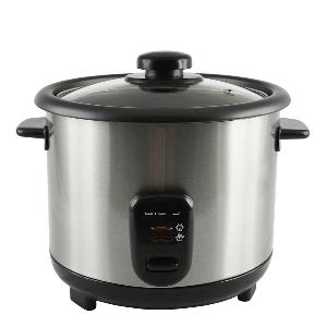 Cuiseur à Riz 1,5 L - Acier Inoxydable 18/10 - Arrêt Automatique - Couvercle En Verre - Facile à Nettoyer