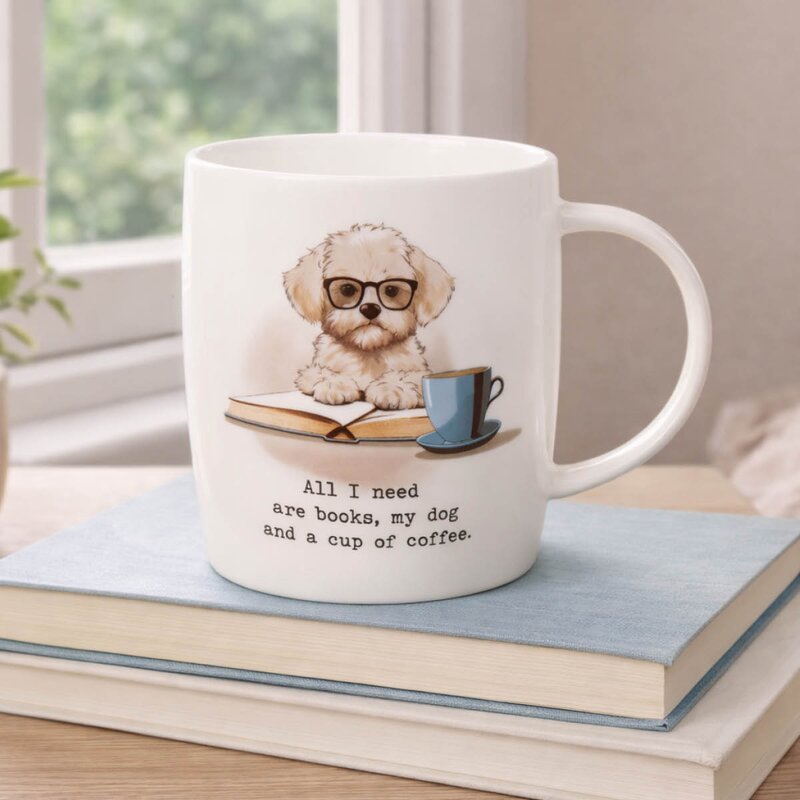 Könitz Krus 40 cl All I need is Books, Dog, Coffee