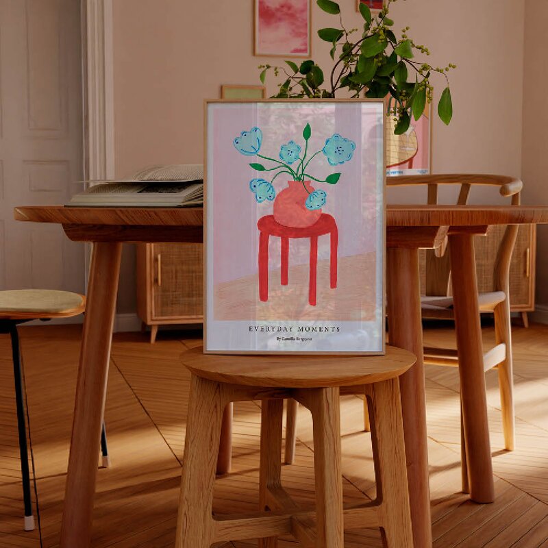 Poster & Frame Camilla Bergqvist poster 50x70 cm red stool