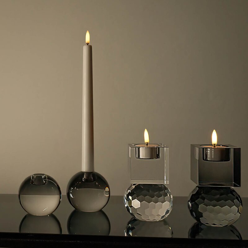 Stiernholm Milano lysestake rund/kvadrat 13x8 cm klar