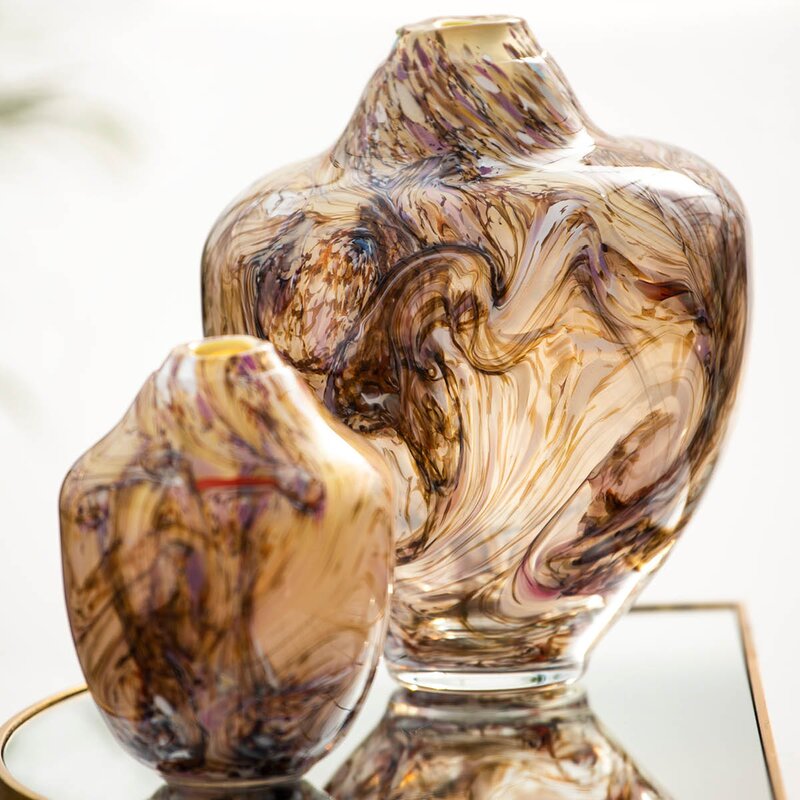 Magnor Unik skulptur kunstglass L 31 cm brun multi