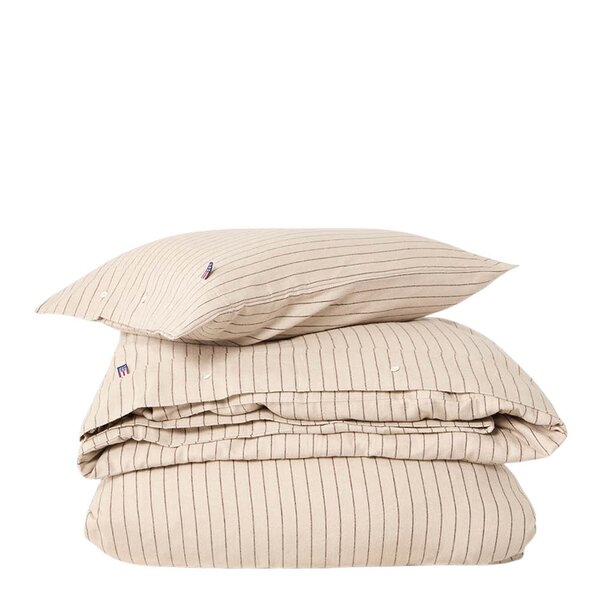 Lexington Sengesett 140x200 cm bomullsflanell smalstripet beige/brown