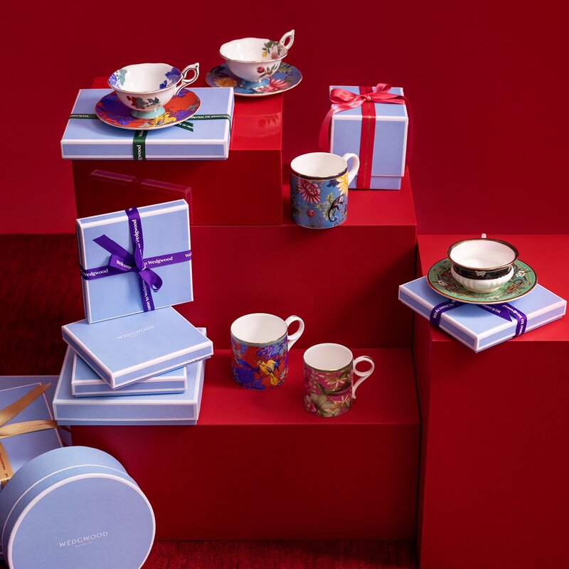 Wedgwood Wonderlust tekopp & asjett sapphire garden 