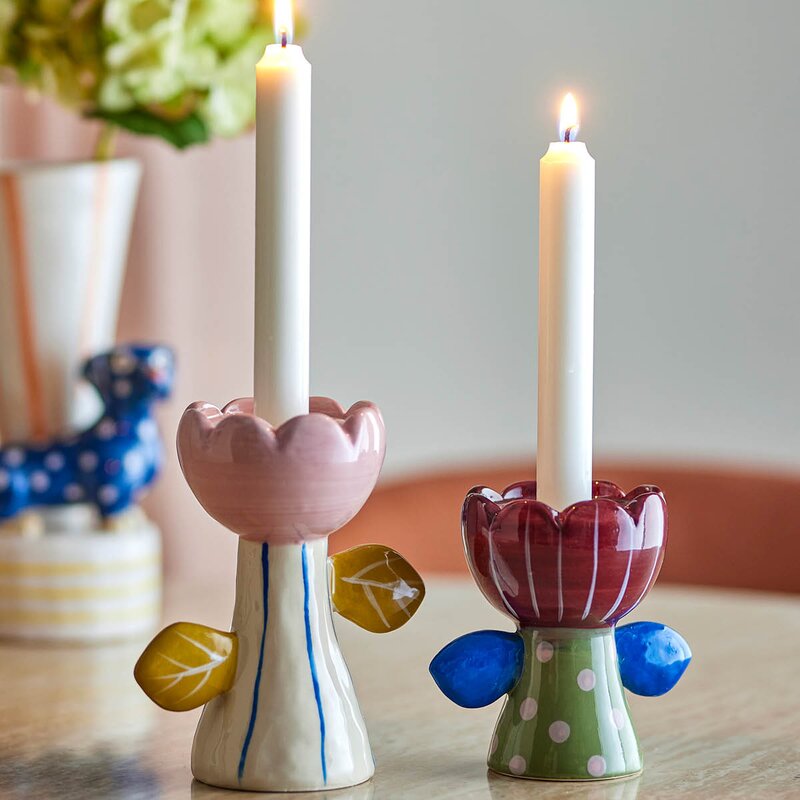 Bloomingville Florita lykt & lysestake 2 deler multi