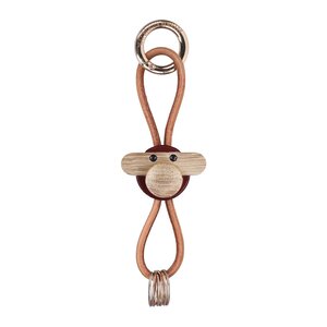 Kay Bojesen Kay Bojesen nøkkelring ape 3 cm gull/lær/bordeaux